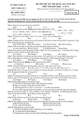 Đề thi thử THPT Quốc gia lần 2 môn Hóa học năm 2017 - Mã đề 048 - Trường THPT Nghi Lộc 4